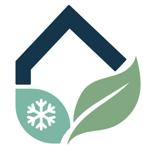 Logo featuring a house silhouette, a snowflake, and two leaves, representing home maintenance and property care services.